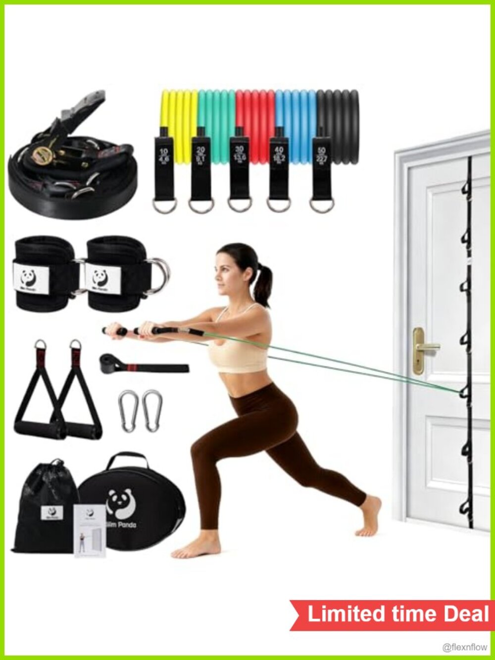 Resistance Band Door Anchor Strap with 5 Tube Bands, Handles, Ankle Straps -
